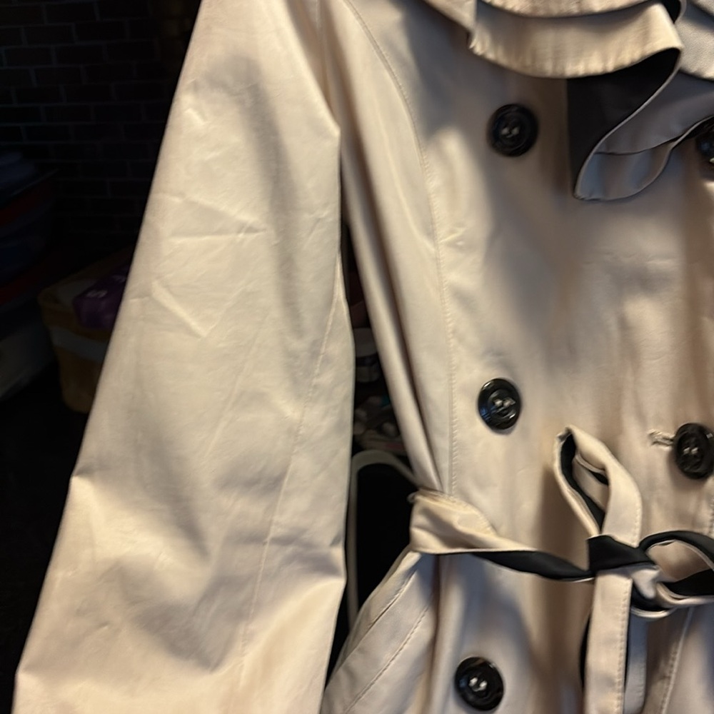 Betsey Johnson Cream Trench Coat with Black Accents - Picture 5 of 8